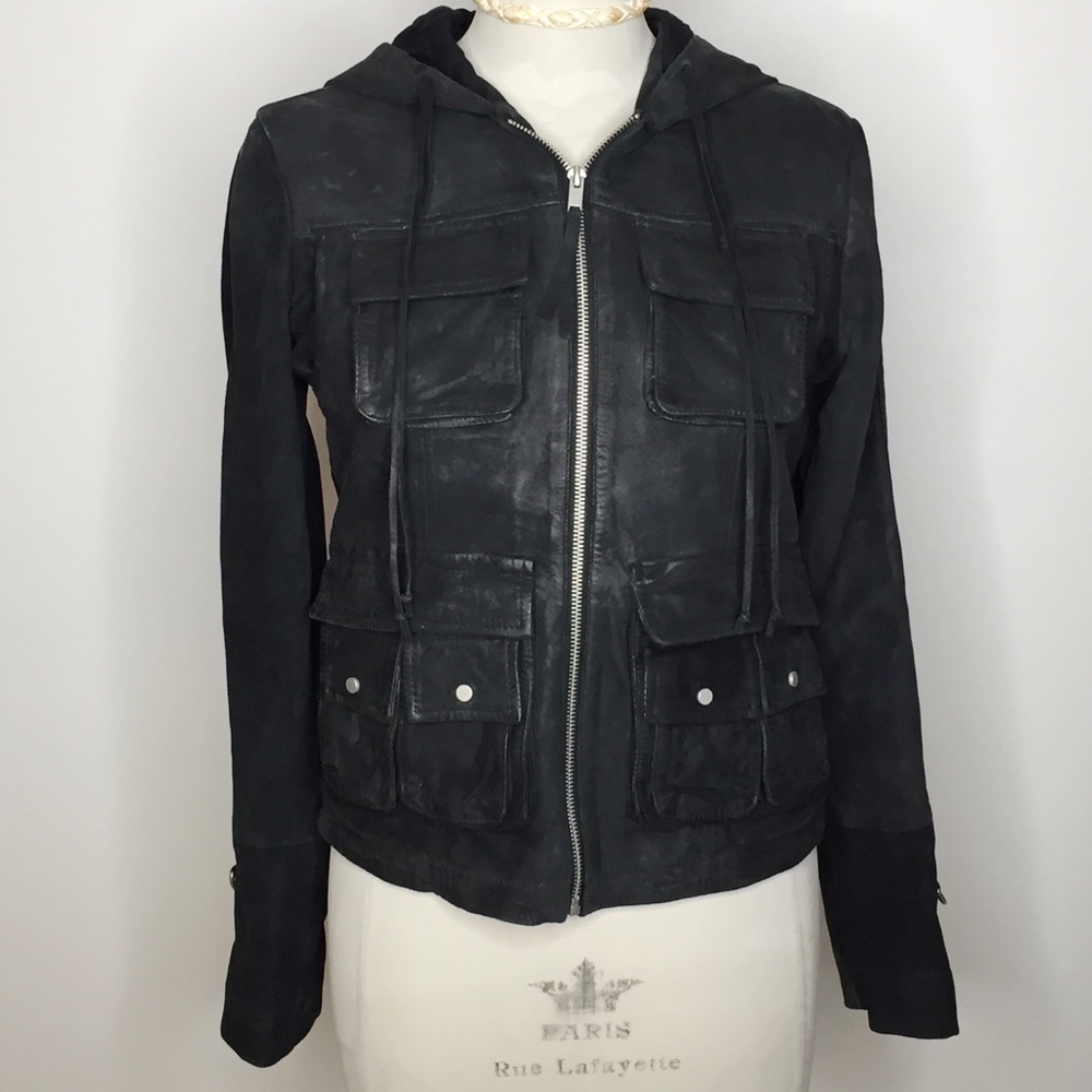 ABERCROMBIE & FITCH Black Suede Bomber Jacket S